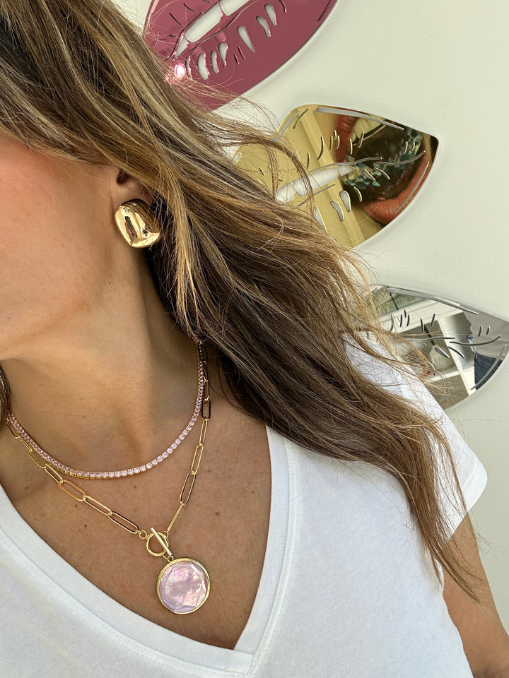 CIRCLE STONE TOGGLE NECKLACE