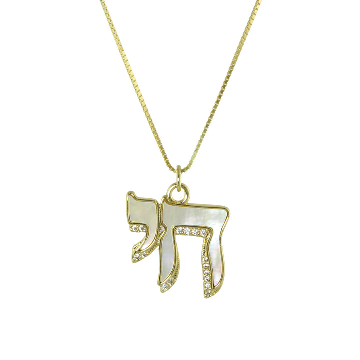FANCY MOTHER OF PEARL CHAI NECKLACE