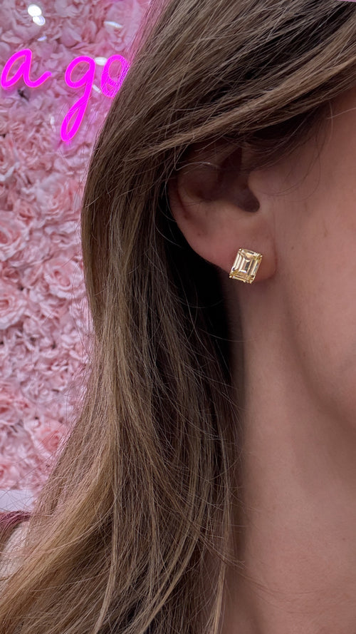EMERALD CUT STUD EARRINGS.