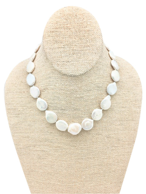 WHITE COIN PEARL CHOKER NECKLACE