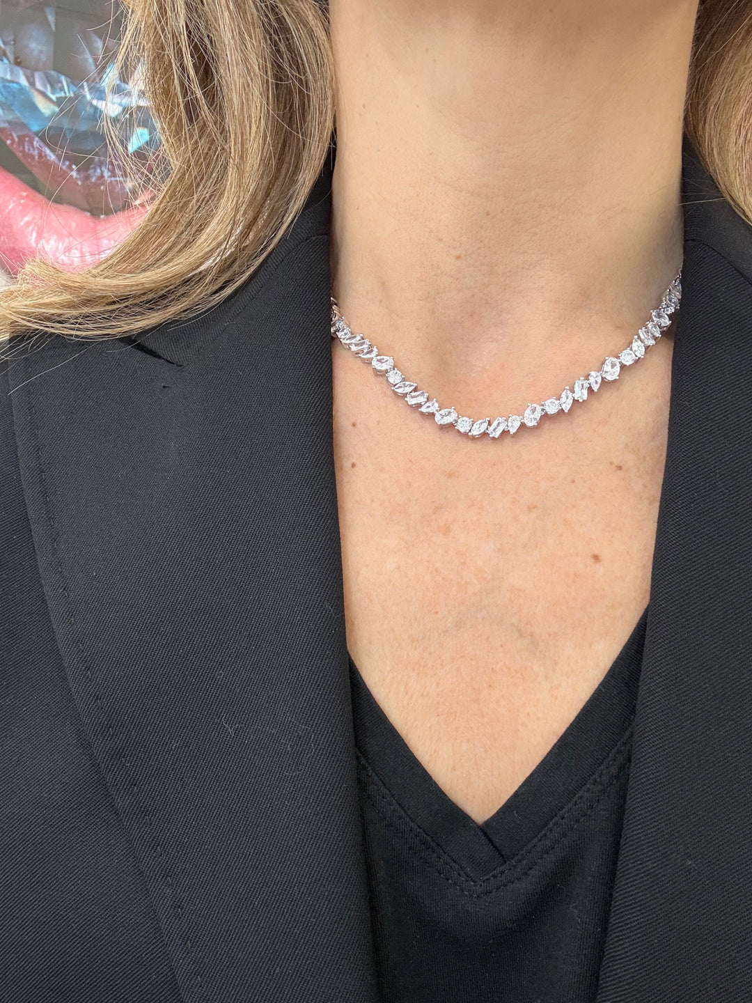 MIXED SHAPE TENNIS NECKLACE