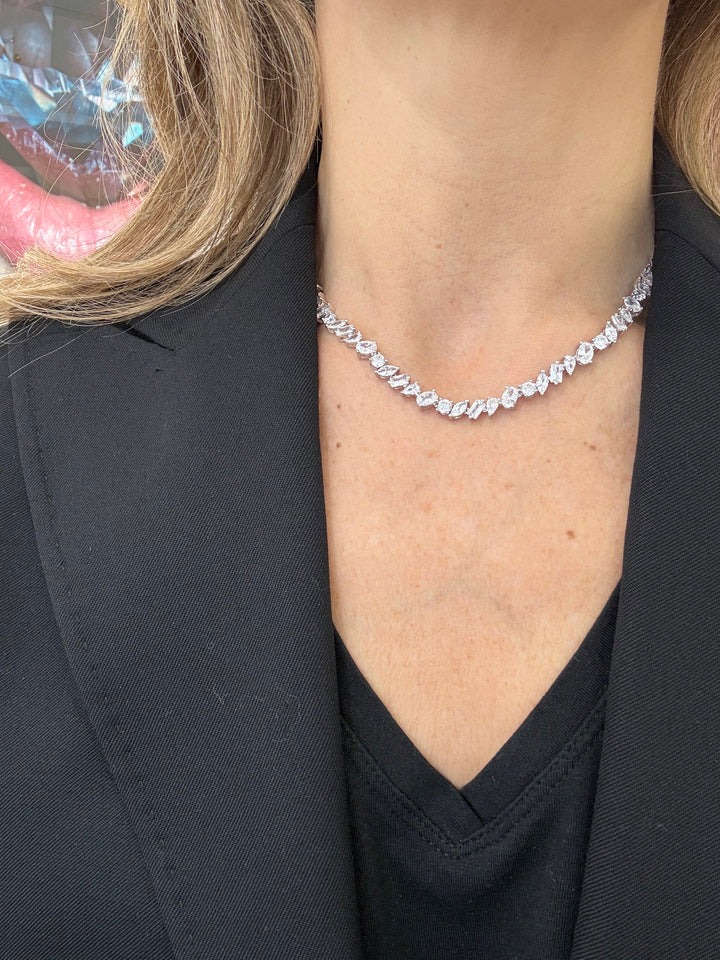 MIXED SHAPE TENNIS NECKLACE