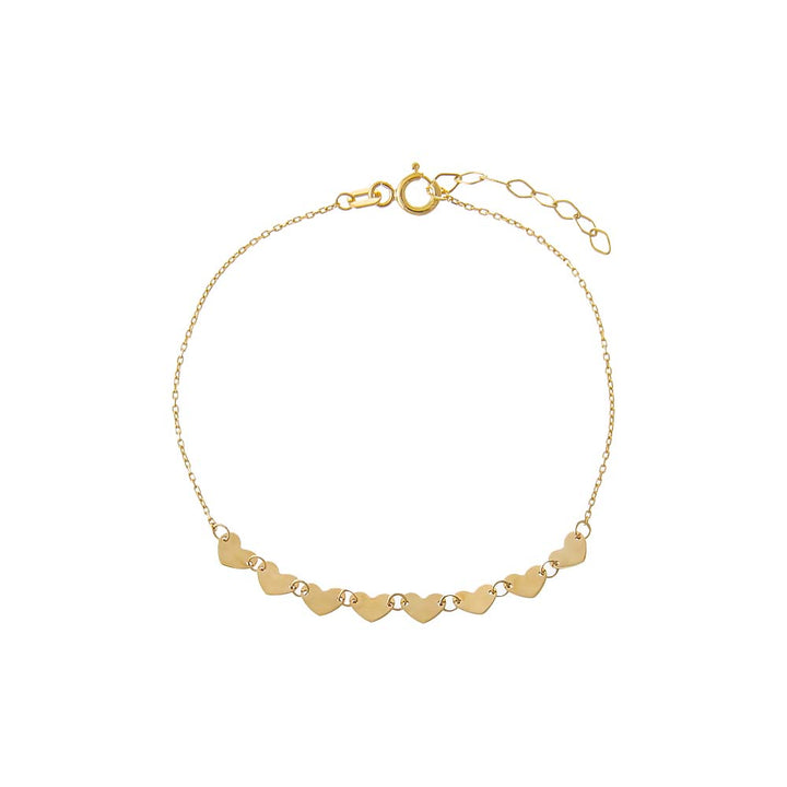 14K GOLD HEARTS BRACELET