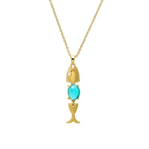 TURQUOISE SCALE FISH NECKLACE