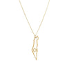 Map of Israel with star of David necklace 14 K gold