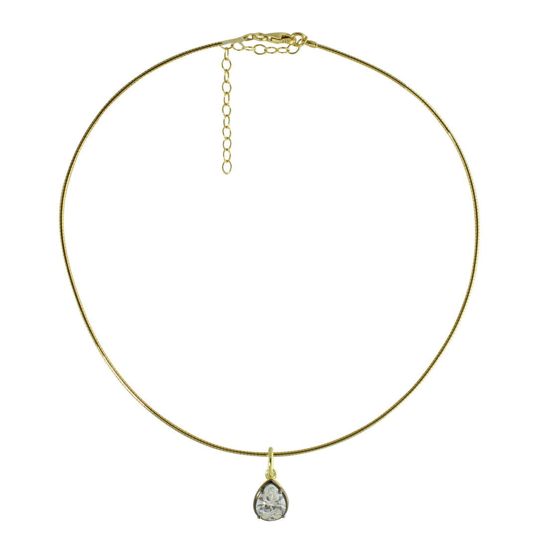 SOFT WIRE SOLITAIRE NECKLACE WITH BLACK BEZEL