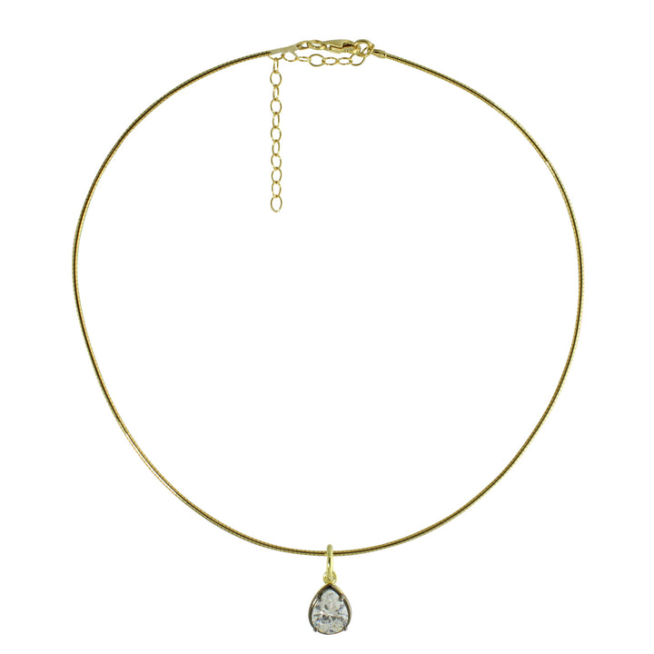 SOFT WIRE SOLITAIRE NECKLACE WITH BLACK BEZEL