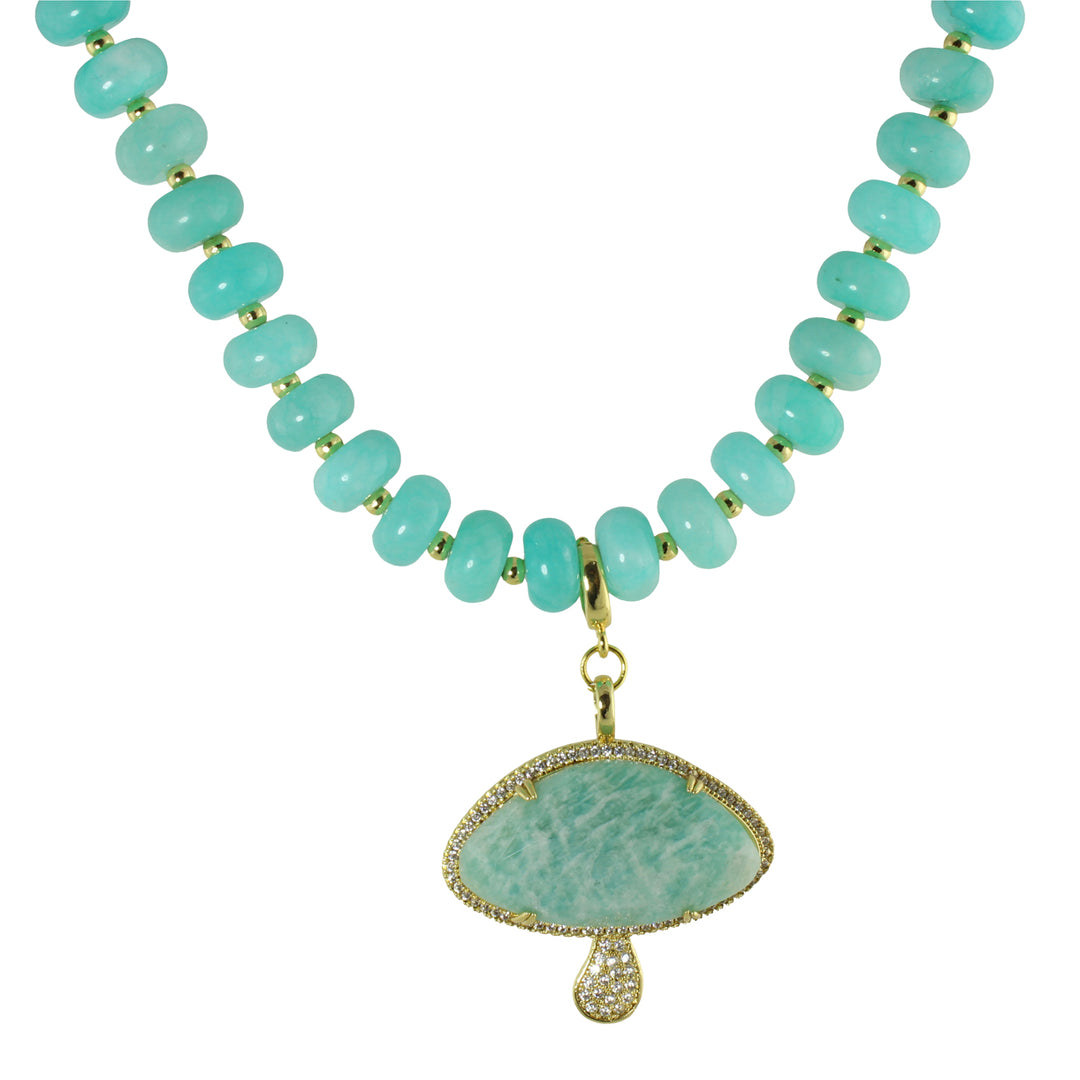 BIG AQUA MUSHROOM NECKLACE