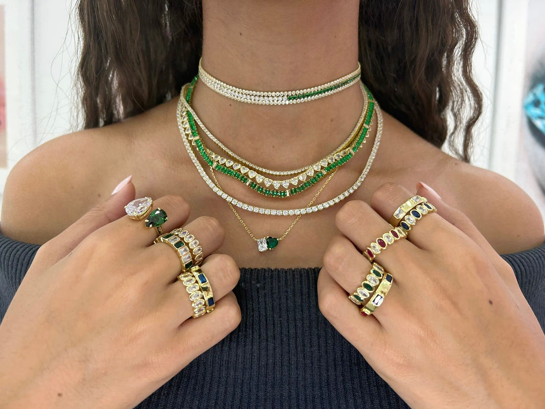 COLOR BAGUETTE TENNIS NECKLACE