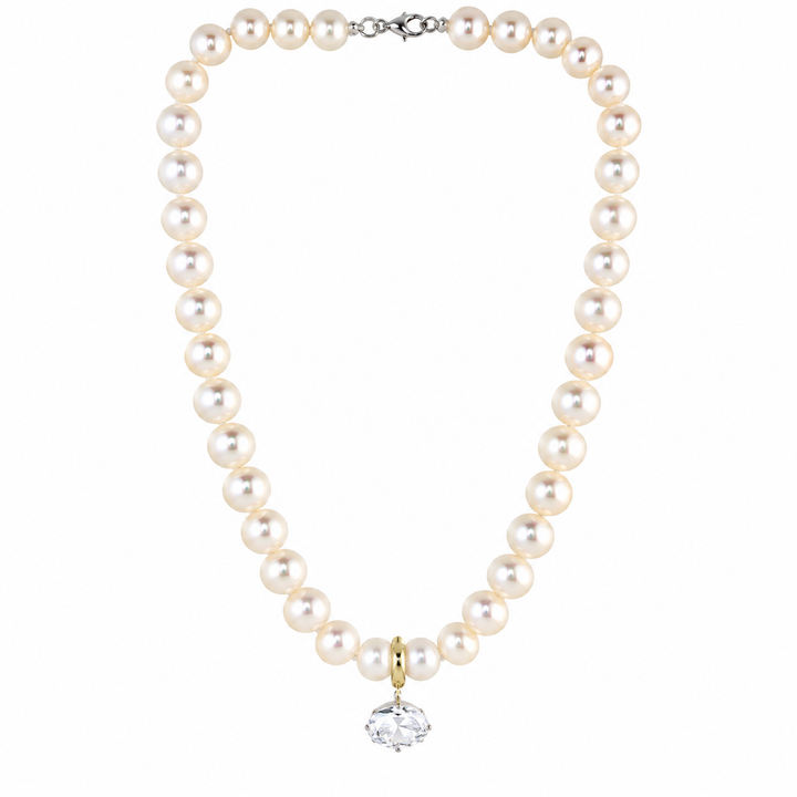 DIAMOND DROP PEARL NECKLACE