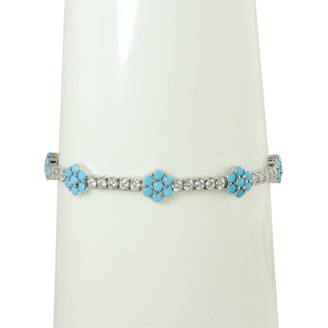 CZ FLOWER TENNIS BRACELET