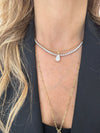 SOFT WIRE PEAR SOLITAIRE CHOKER NECKLACE