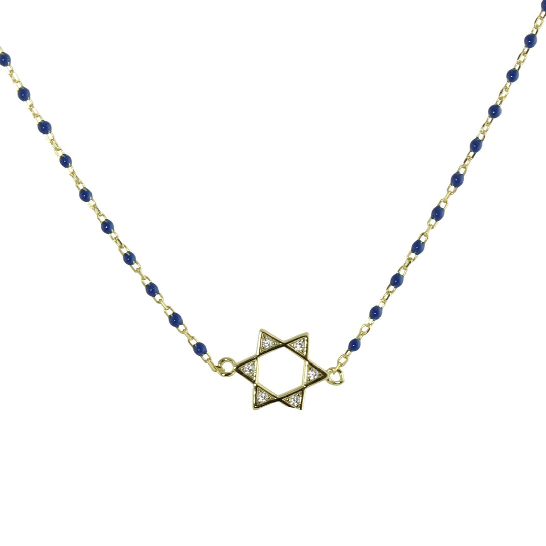 STAR OF DAVID COLOR BEAD NECKLACE