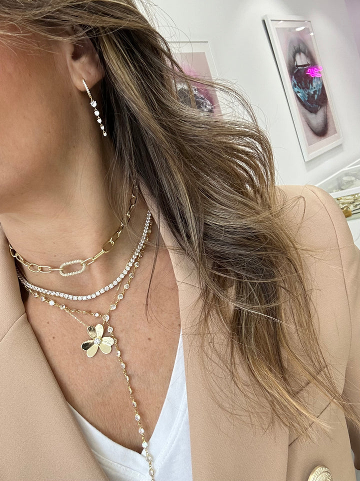 Bill set CZ lariat necklace