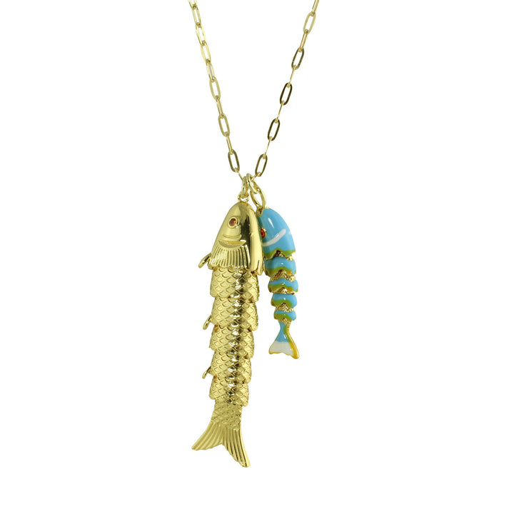 DOUBLE FISH LINK NECKLACE