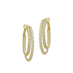 Double diamond hoop earrings