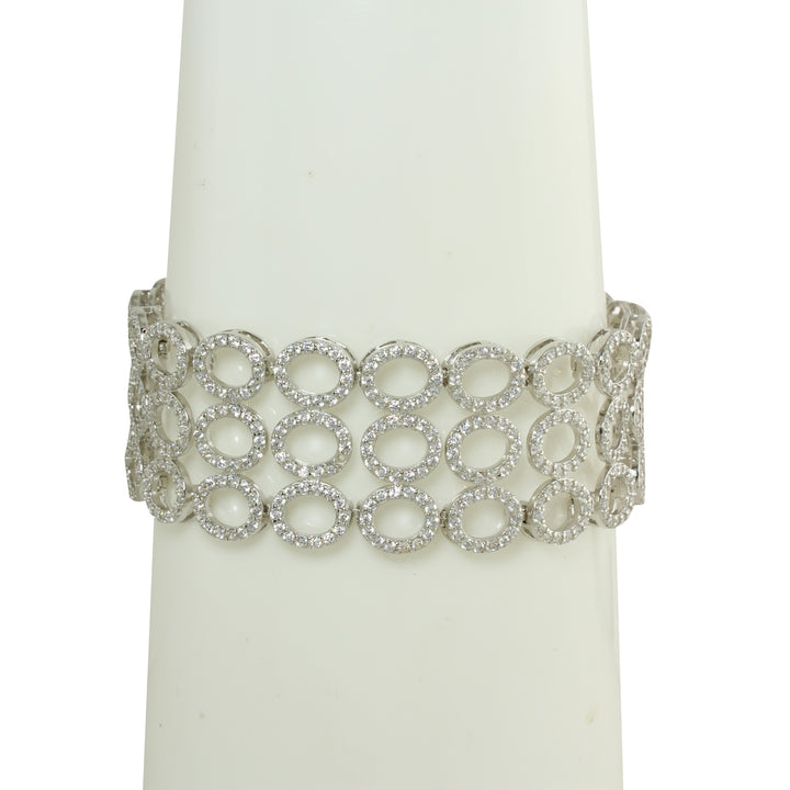TRIPLE ROW CZ DIAMOND CIRCLES BRACELET