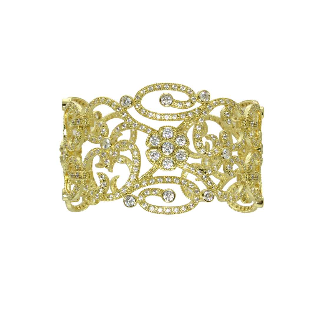 CZ FLORAL FILIGREE CUFF BRACELET