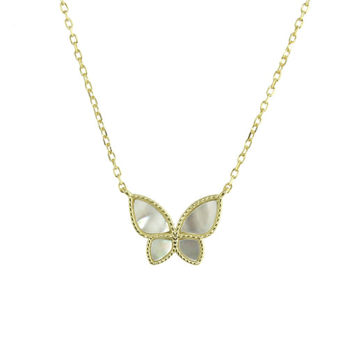 Mother of pearl butterfly necklace