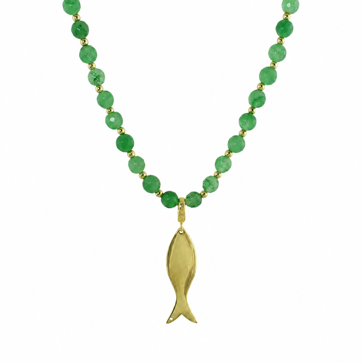 LONG COLOR BEAD FLAT FISH NECKLACE