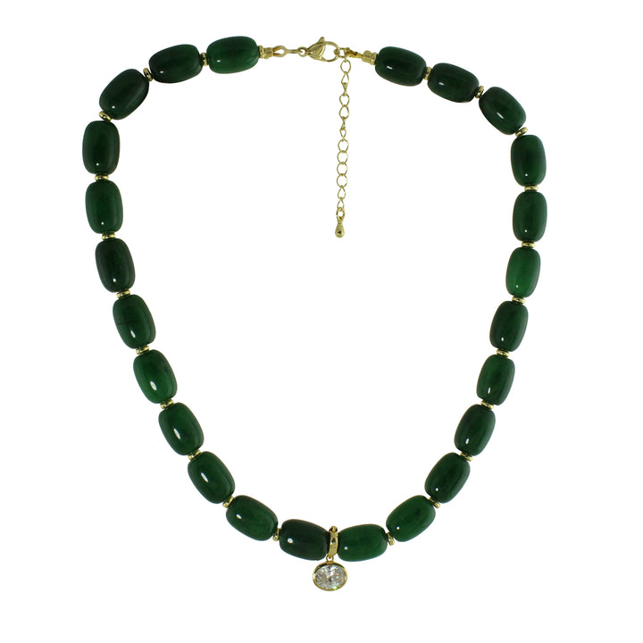 COLOR BEAD OVAL SOLITAIRE NECKLACE