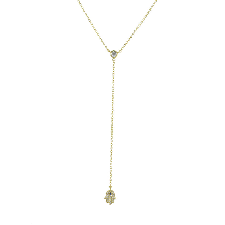 DELICATE HAMSA LARIAT NECKLACE