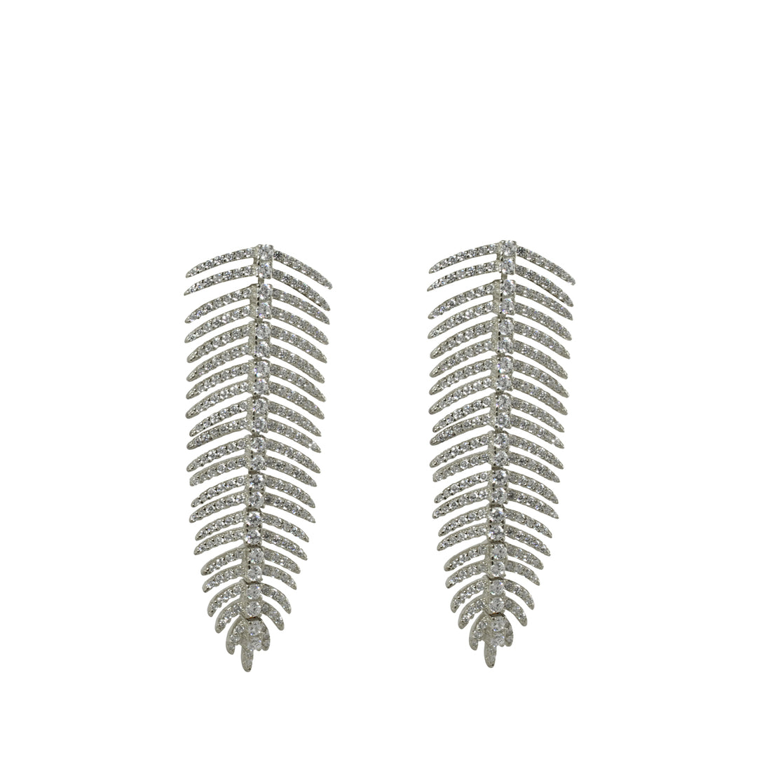CZ DIAMOND FEATHER EARRINGS