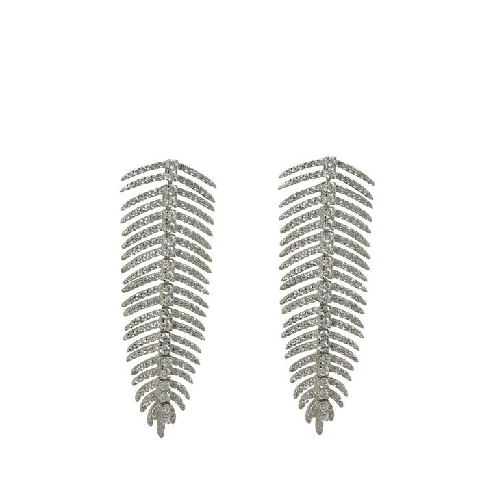 CZ DIAMOND FEATHER EARRINGS