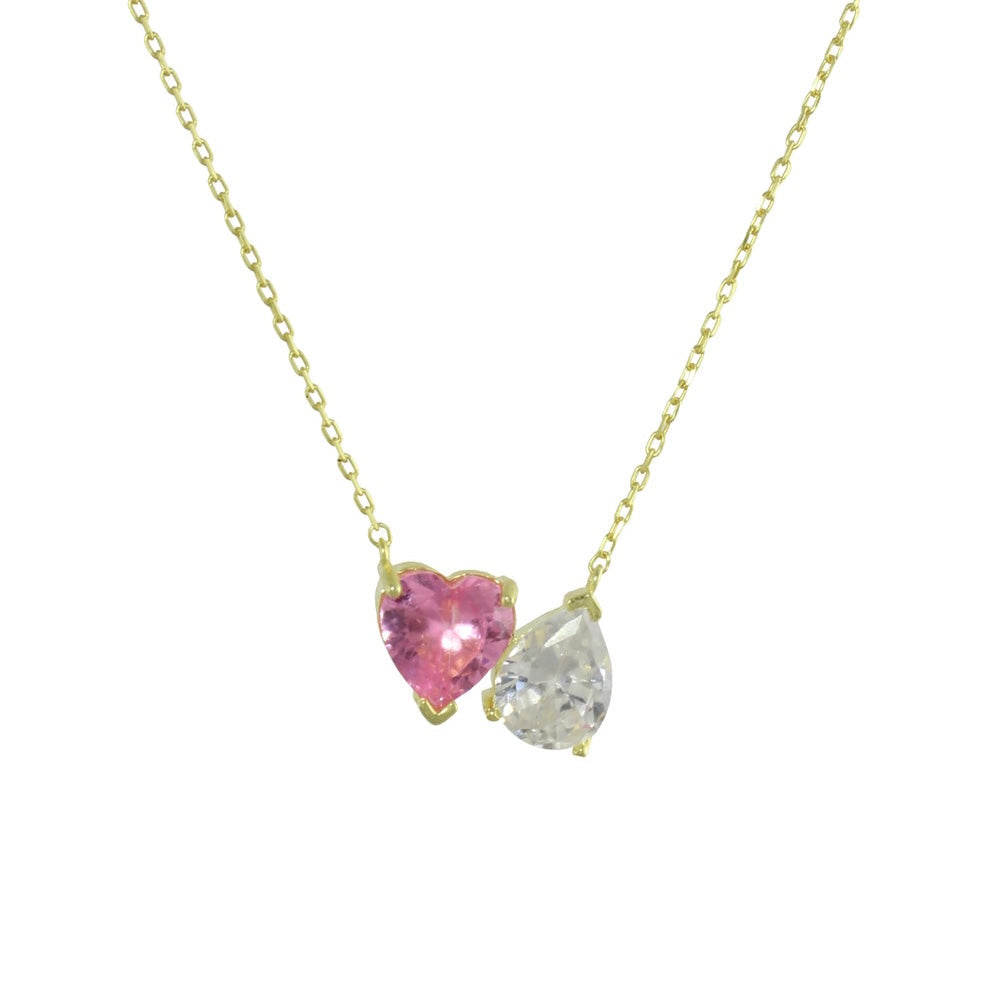 Pink two stone necklace