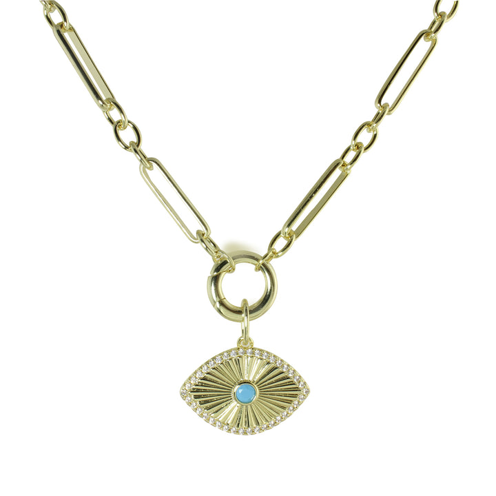 FLUTED EVIL EYE LINK NECKLACE