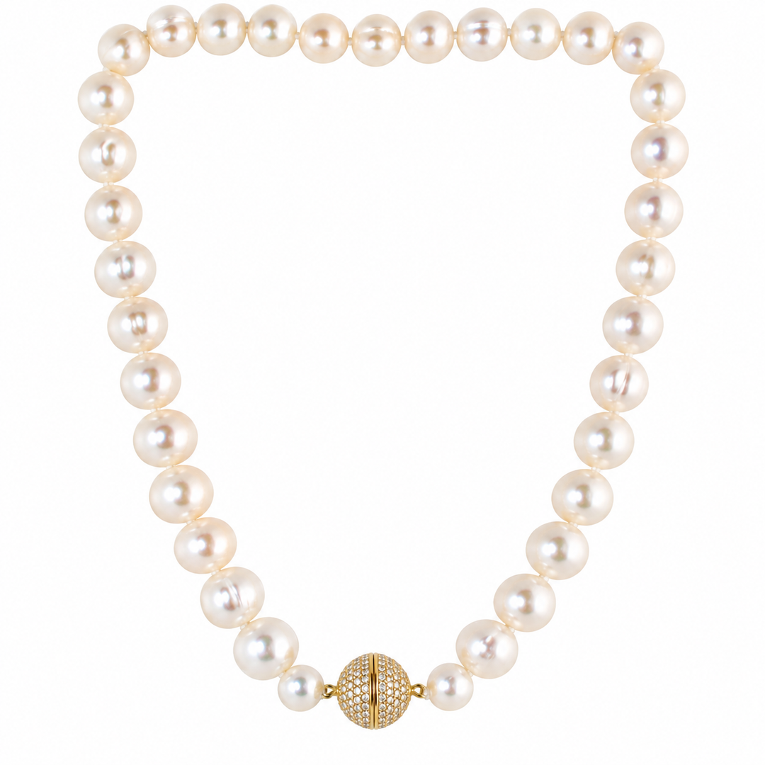 PAVÈ BALL PEARL NECKLACE