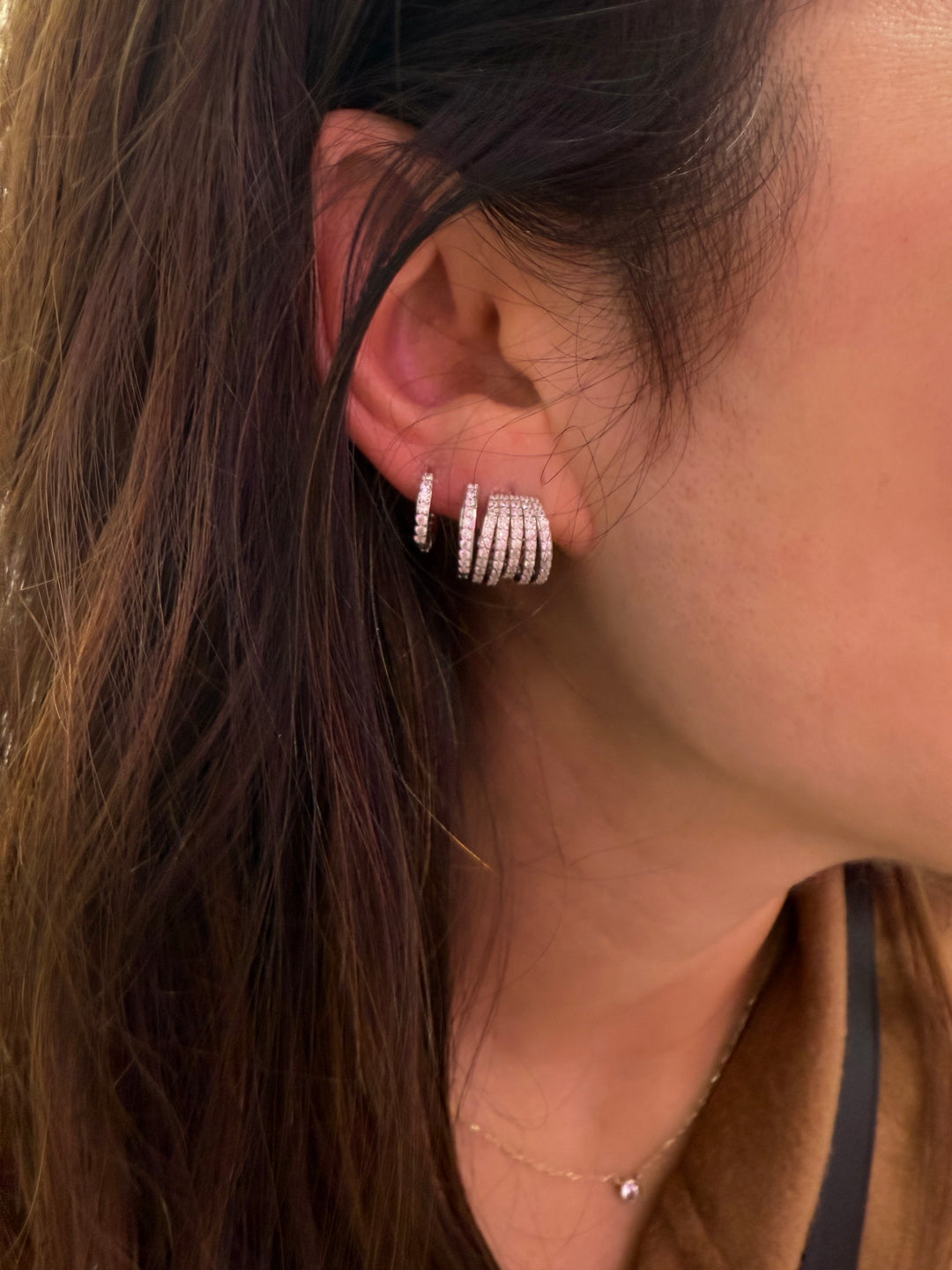 5 ROW PAVÈ HUGGIE EARRINGS