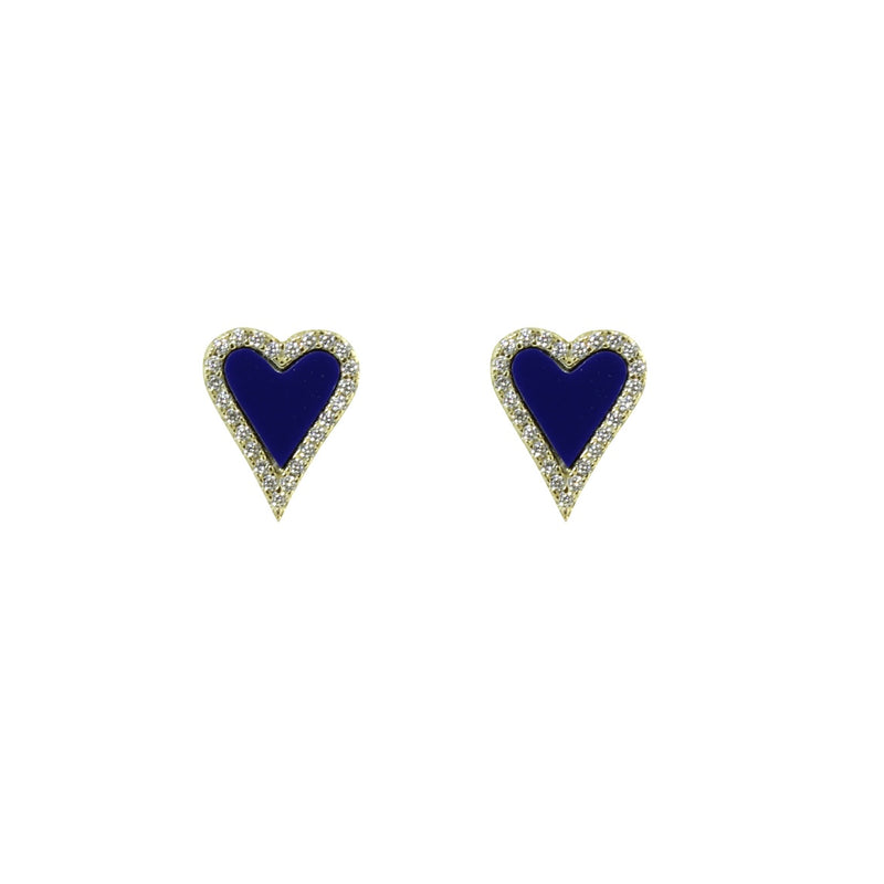 Small lapis, blue heart earrings