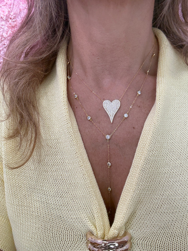 PAVÈ ELONGATED HEART NECKLACE