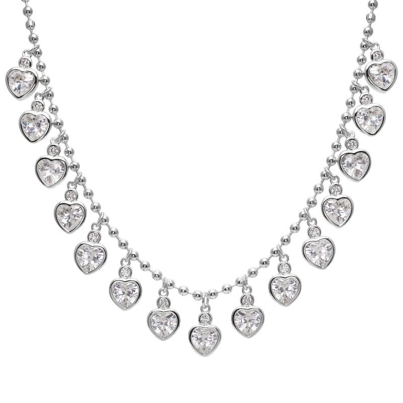 Gold diamond multi hearts necklace 