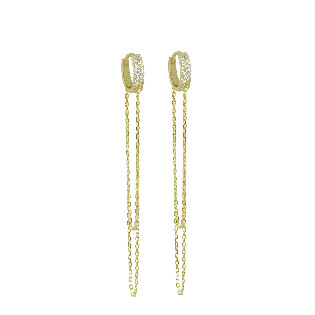 LONG CHAIN HUGGIE EARRINGS