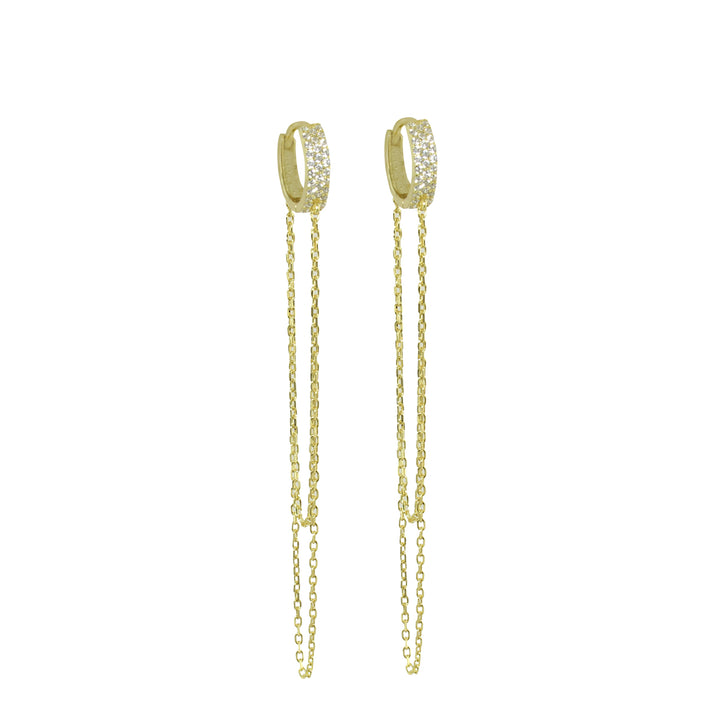 LONG CHAIN HUGGIE EARRINGS