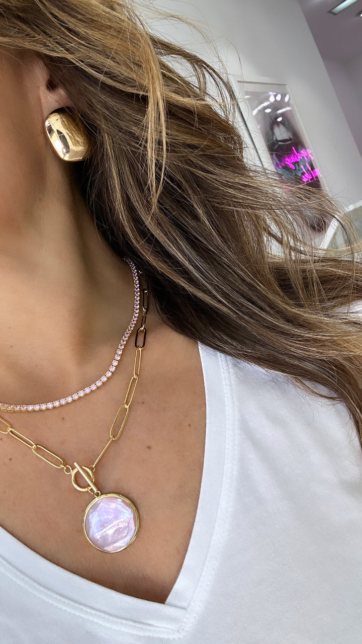 BABY PINK TENNIS NECKLACE