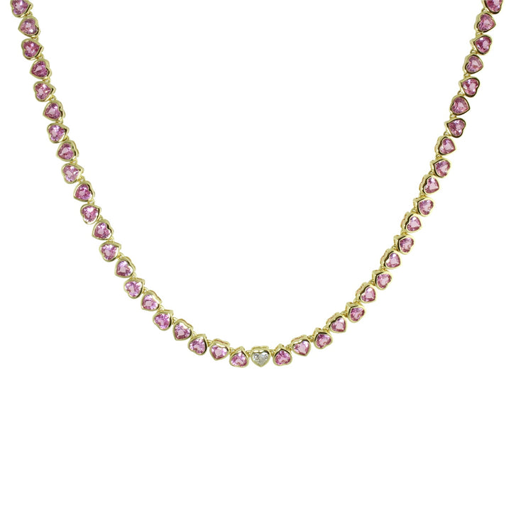 baby pink heart Tennis necklace