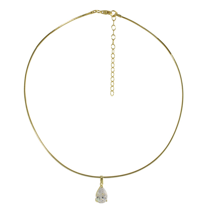 SOFT WIRE PEAR SOLITAIRE CHOKER NECKLACE