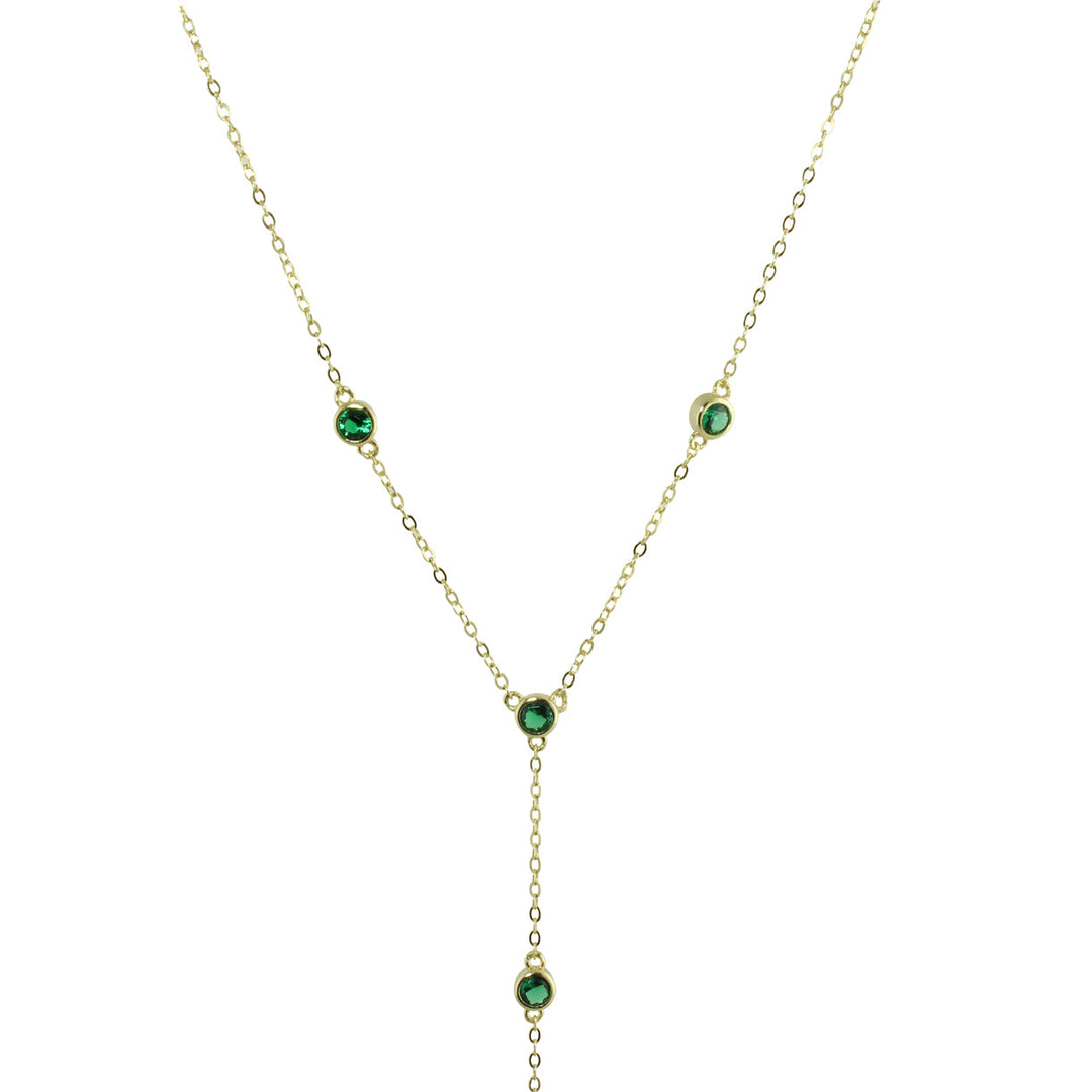 GREEN BEZEL STATION LARIAT NECKLACE