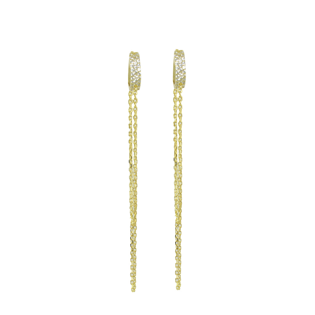 LONG CHAIN HUGGIE EARRINGS
