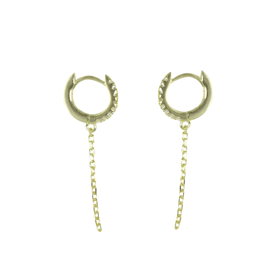 DOUBLE PIERCING CHAIN HUGGIE EARRINGS