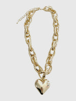 PUFFY HEART BIG LINK NECKLACE