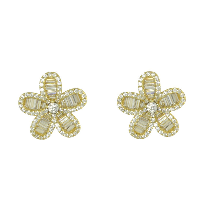 BAGUETTE FLOWER STUD EARRINGS