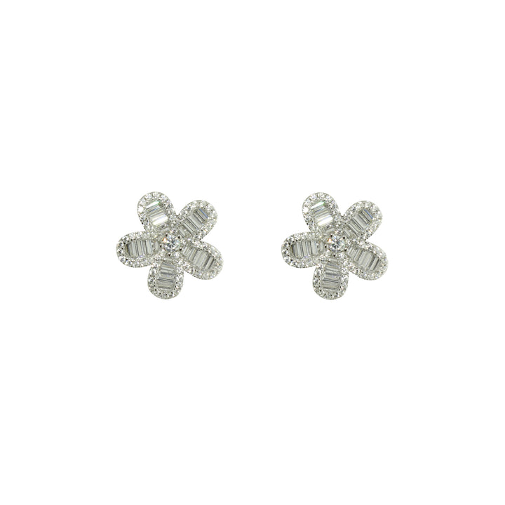 BAGUETTE FLOWER STUD EARRINGS