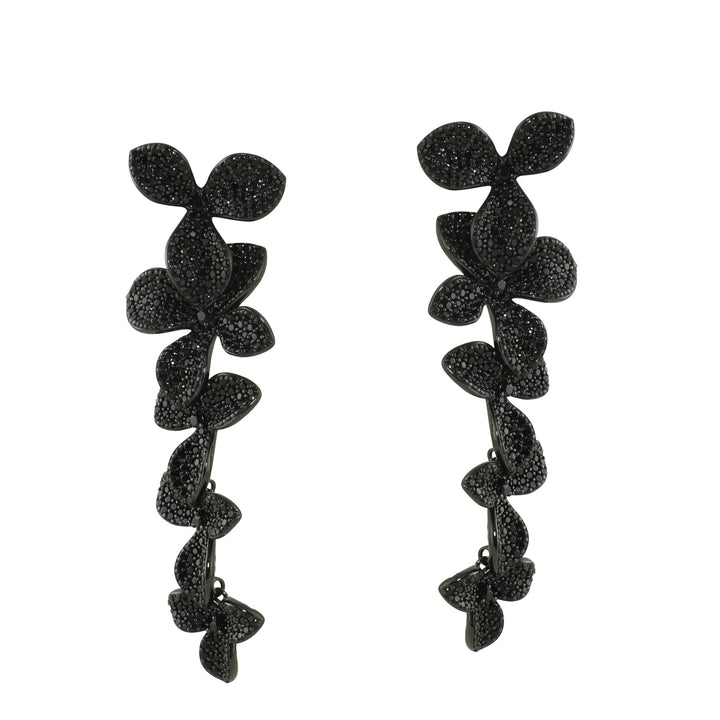 LONG PAVÈ FLOWER DROP EARRINGS
