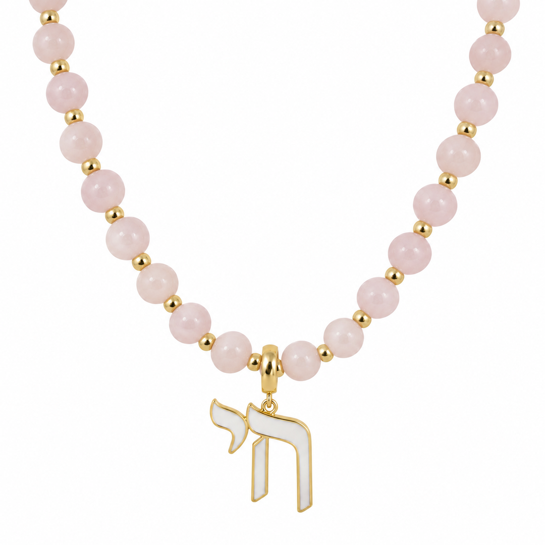 LONG PASTEL PINK BEAD CHAI NECKLACE