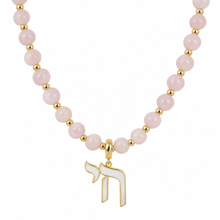 LONG PASTEL PINK BEAD CHAI NECKLACE