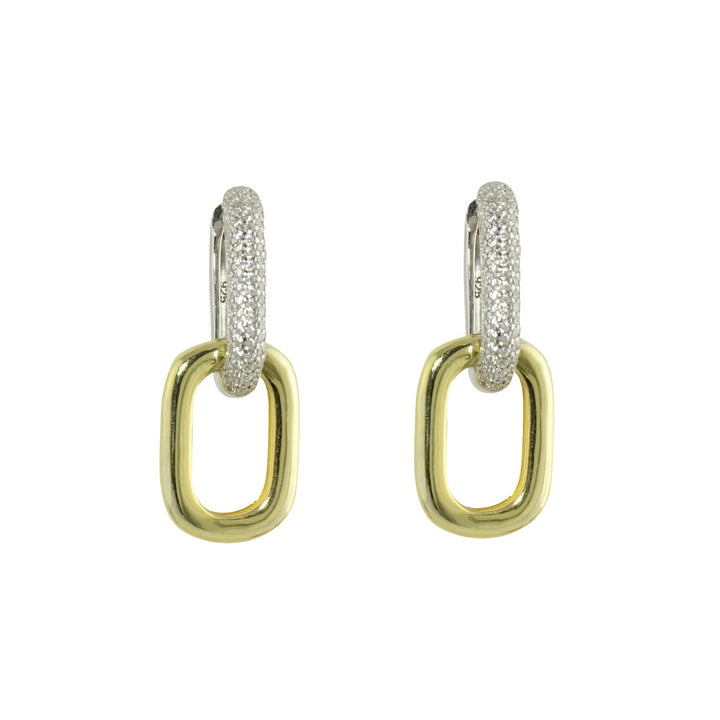 LARGE TWO TONE DOUBLE LINK EARRINGS